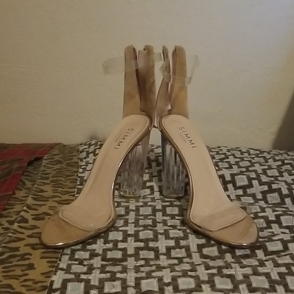 Simmi rose gold strap heels